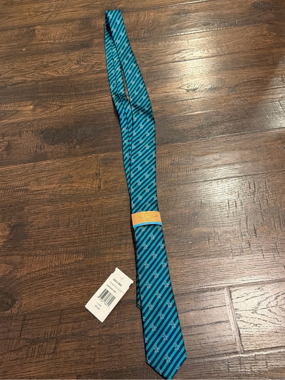 Original Penguin Teal and Navy Diagonal Stripe Tie